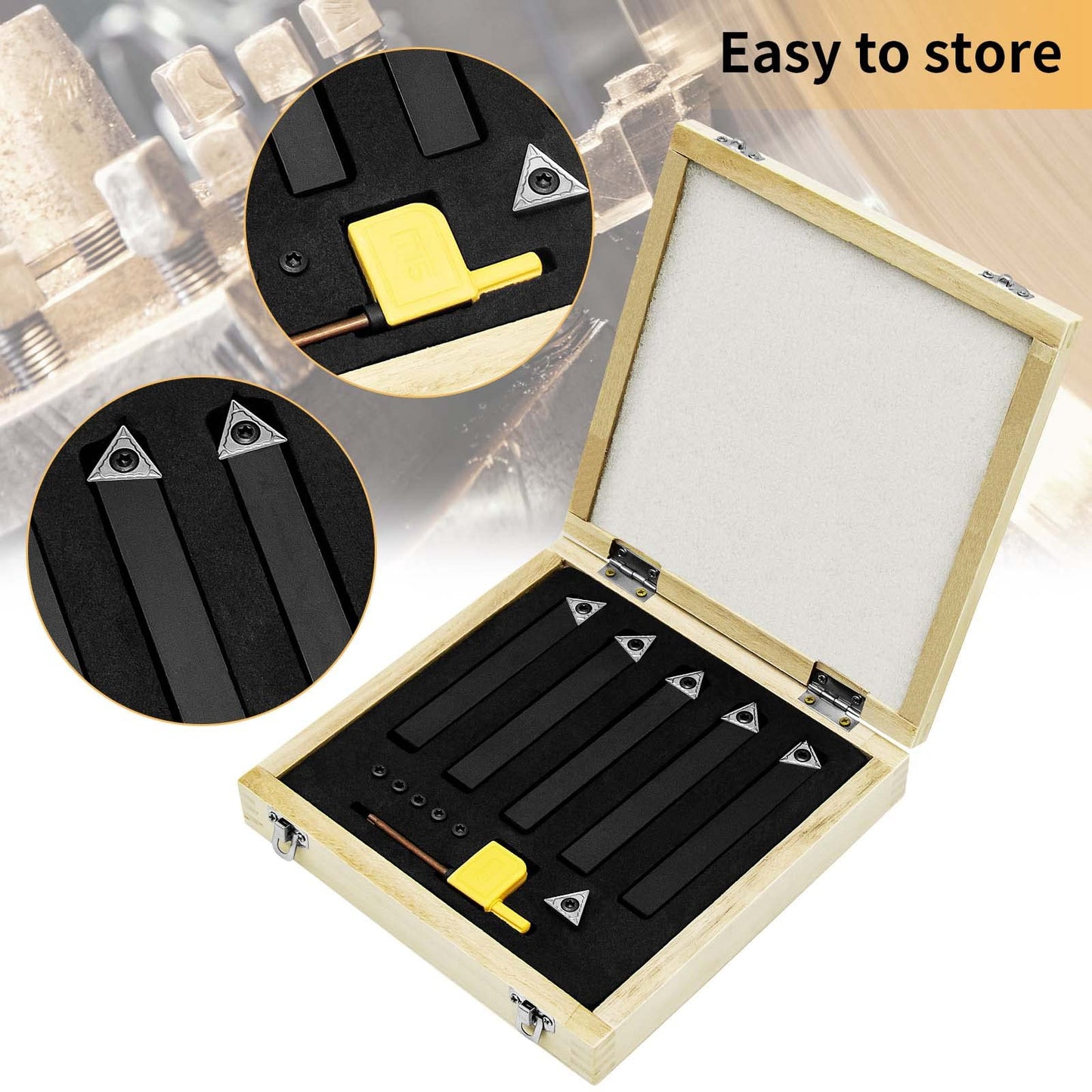 HAowosi Metal Lathe Cutting Tools,5 Sets of 1/2" Carbide Metal Cutting Tool Bits Kit,Indexable Lathe Turning Tool,Carbide Lathe Tools For Metal - WoodArtSupply