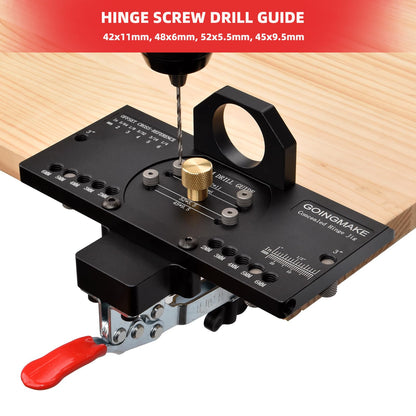 GOINGMAKE Metal Concealed Hinge Jig with Quick Clamp and Dust Vacuum Adapter Concealed Door Hinge Jig 35mm Cabinet Hinge Jig Hinge Hole Drilling Jig - WoodArtSupply