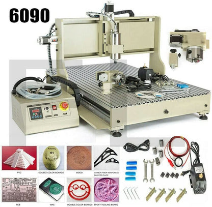 USB 4 Axis CNC 6090 Router Kit MACH Control + 2.2 KW VFD Water-Cooling Spindle Motor Plastic Acrylic PCB PVC Wood Carving Drilling 3D Milling - WoodArtSupply