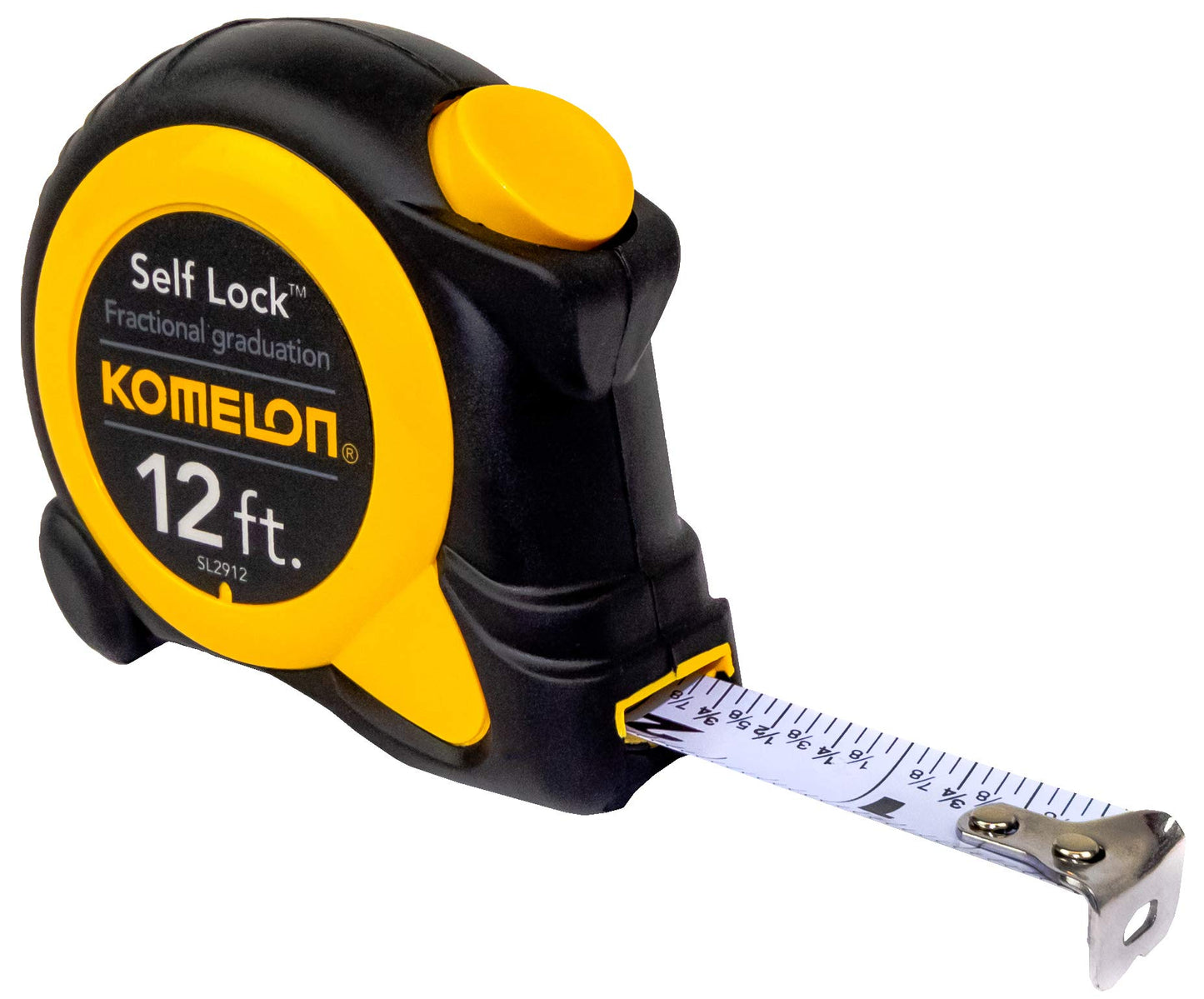 Komelon SL2912; 12' x 5/8" Self-Lock Speed Mark Tape Measure, Yellow, 12ft - Blade - WoodArtSupply