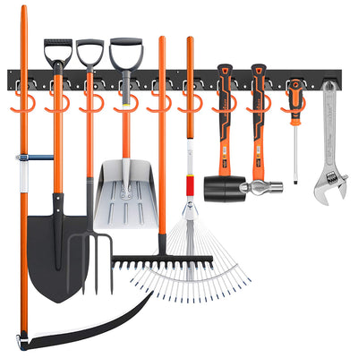 HORUSDY 64 Inch Adjustable Storage System, Wall Mount Tool Organizer, Hangers for Mop and Broom Holder Shovel, Rake, Broom Etc.