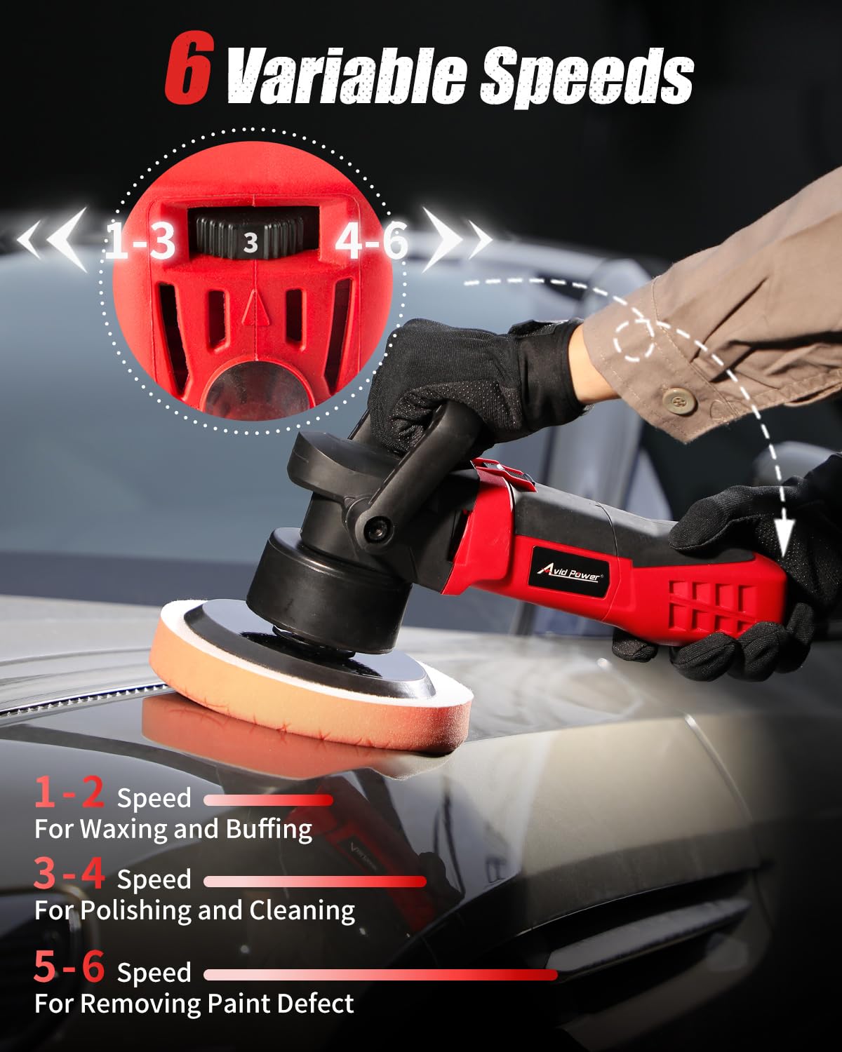 AVID POWER Buffer Polisher, 6-inch Dual Action/DA Polisher for Car Detailing, Random Orbital Car Buffer Polisher Waxer Kit with Variable Speed & 3 AVID POWER