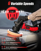AVID POWER Buffer Polisher, 6-inch Dual Action/DA Polisher for Car Detailing, Random Orbital Car Buffer Polisher Waxer Kit with Variable Speed & 3 AVID POWER