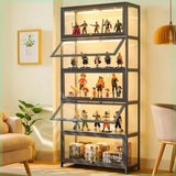 BYSIECD 5-Tier Acrylic Display Cabinet with Bamboo Frame for Organising Collectibles and More BYSIECD