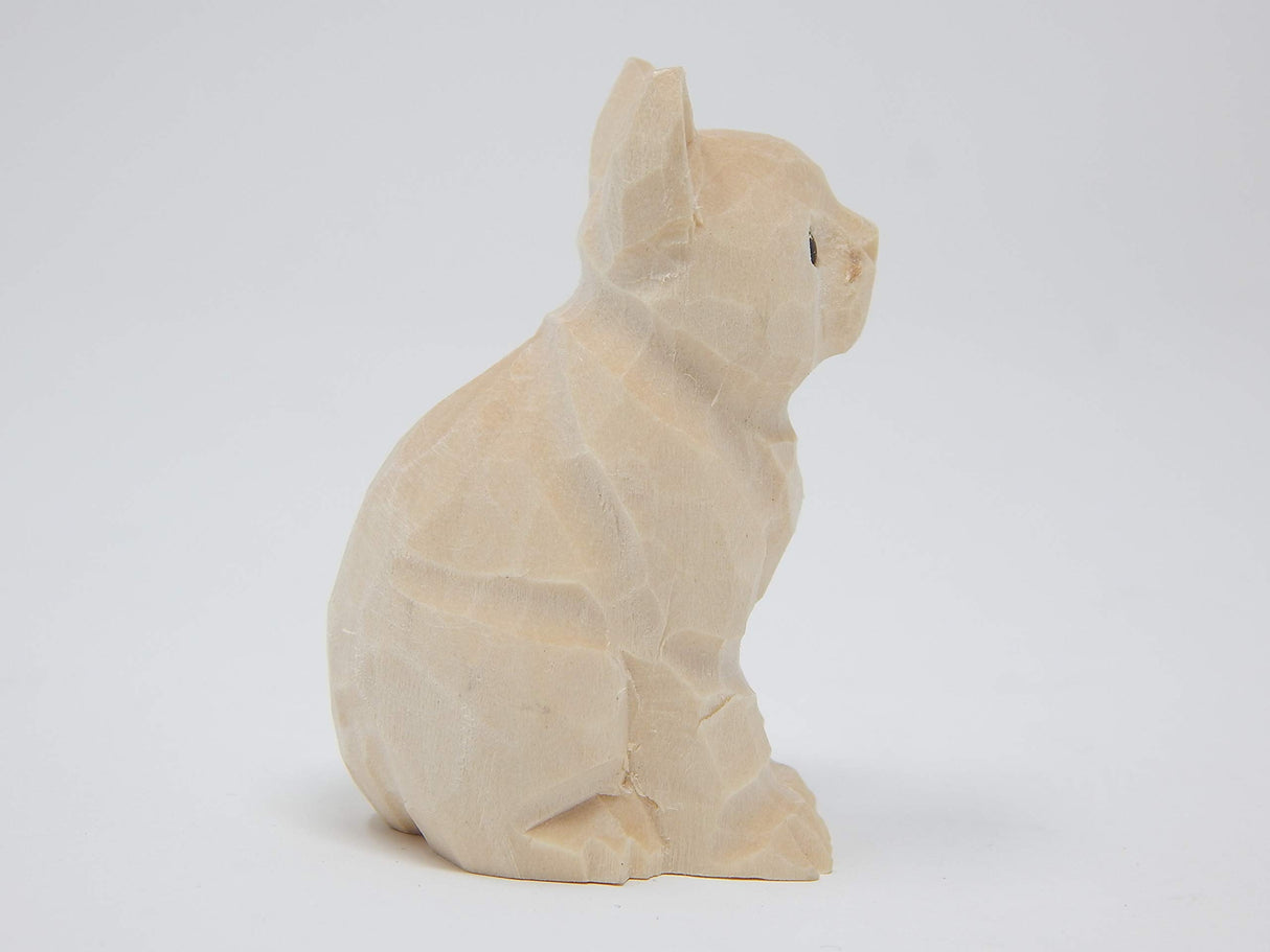K-Musculo CatKitten - Small Unfinished DIY Wood Figurine - House Pet, Blank Craft, Hand Carved, Decoration, Miniature Animals Native Wooden Creations