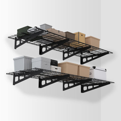 WORKPRO 2-Pack 2x6FT Garage Wall Shelving, 72” x 24” Heavy Duty Wall Mounted Shelving, 800lbs Load Capacity (Total), Metal Wall Shelves Suitable for