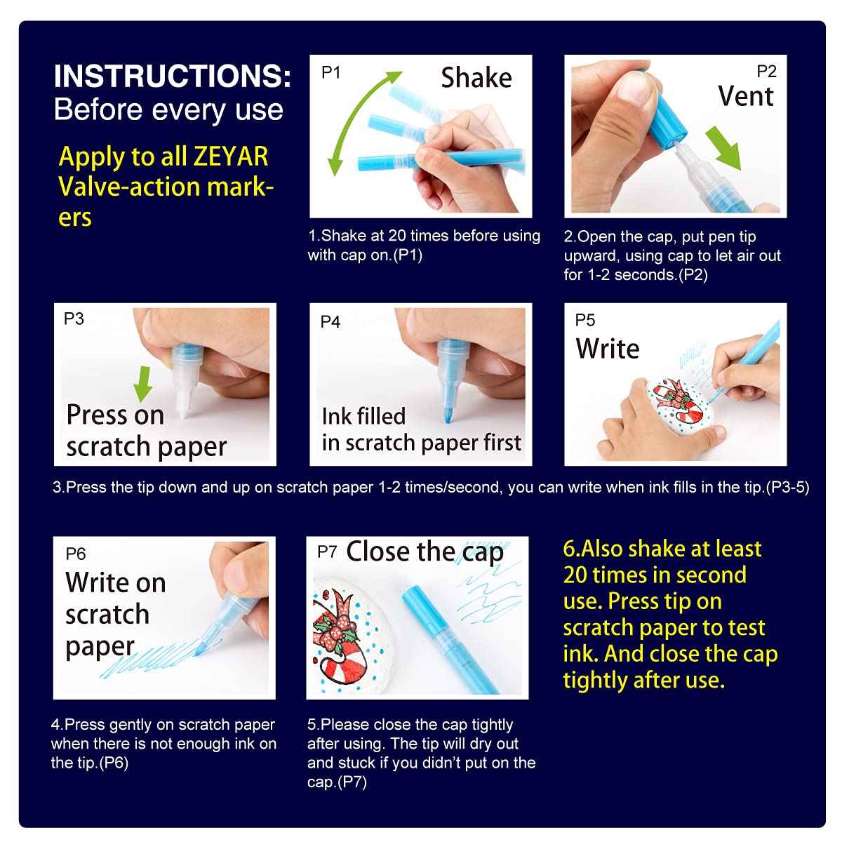 ZEYAR Acrylic Paint Pens, Expert of Rock Painting, Extra Fine, 48 Colors, AP Certified, Permanent&Waterproof Ink, Works on Rock, Wood, Glass, Metal, ZEYAR