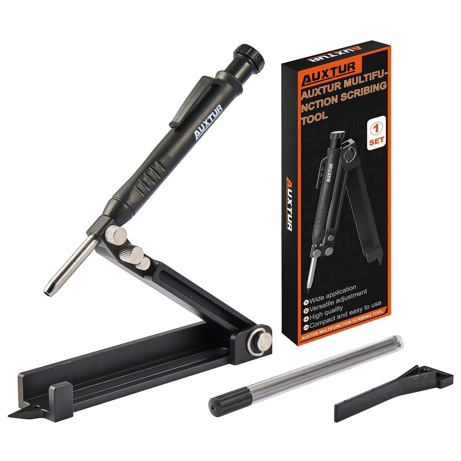 AUXTUR Contour Gauge Scribeing Tool,Supergauge Shape and Outline Tool with Aluminum Alloy,Woodworking Tools,Carpenter Pencil Holder for Marking Gauge AUXTUR