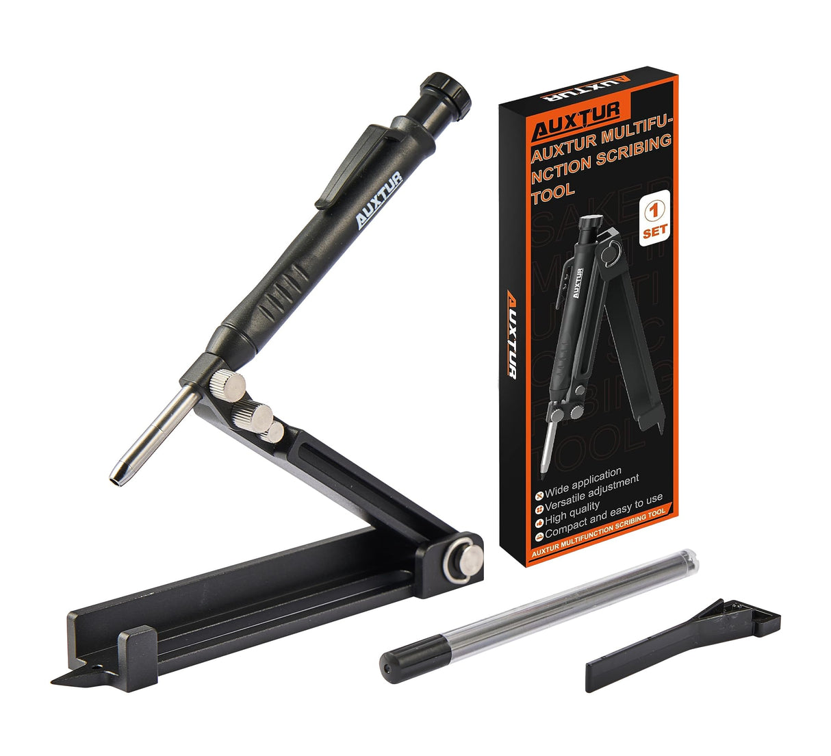 AUXTUR Contour Gauge Scribeing Tool,Supergauge Shape and Outline Tool with Aluminum Alloy,Woodworking Tools,Carpenter Pencil Holder for Marking Gauge AUXTUR