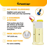 FastCap 6oz Glue Bottle, with 2-Chamber No-Drip System. Each Bottle Comes with 2 Replaceable Tips. FastCap