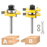 NC NC Tongue and Groove Router Bit Set,2PCS Wood Milling Cutter for Woodworking (14 inch Shank) N\C