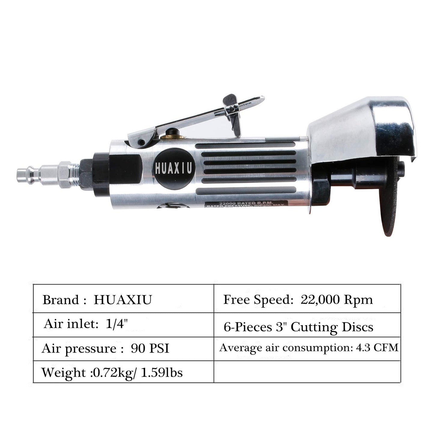 HUAXIU 3inch Air Cut Off Tool Include 6Pcs 3 inch Cut Off Wheel,Free Speed 20000RPM