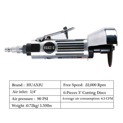 HUAXIU 3inch Air Cut Off Tool Include 6Pcs 3 inch Cut Off Wheel,Free Speed 20000RPM