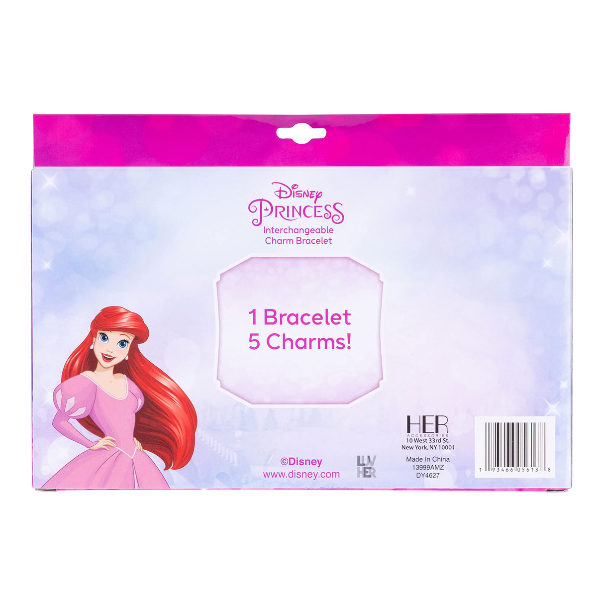 LUV HER Disney Princess Add A Charm Box Set with 1 charm bracelet & 5 interchangeable charms - Ages 3+ LUV HER