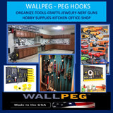 Made in USA Pegboard Wall Organizer 4 ea 24"x16" Plastic Pegboard Panels - 96” Wide - Kit P-212 B Garage Organization for Workbench Tool Storage WallPeg