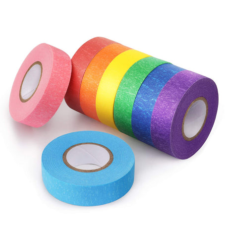 8 Rolls Colored Masking Tape Rainbow Colors Painters Tape Colorful Craft Art Paper Tape for Kids Labeling Arts Crafts DIY Decorative Coding Hutou