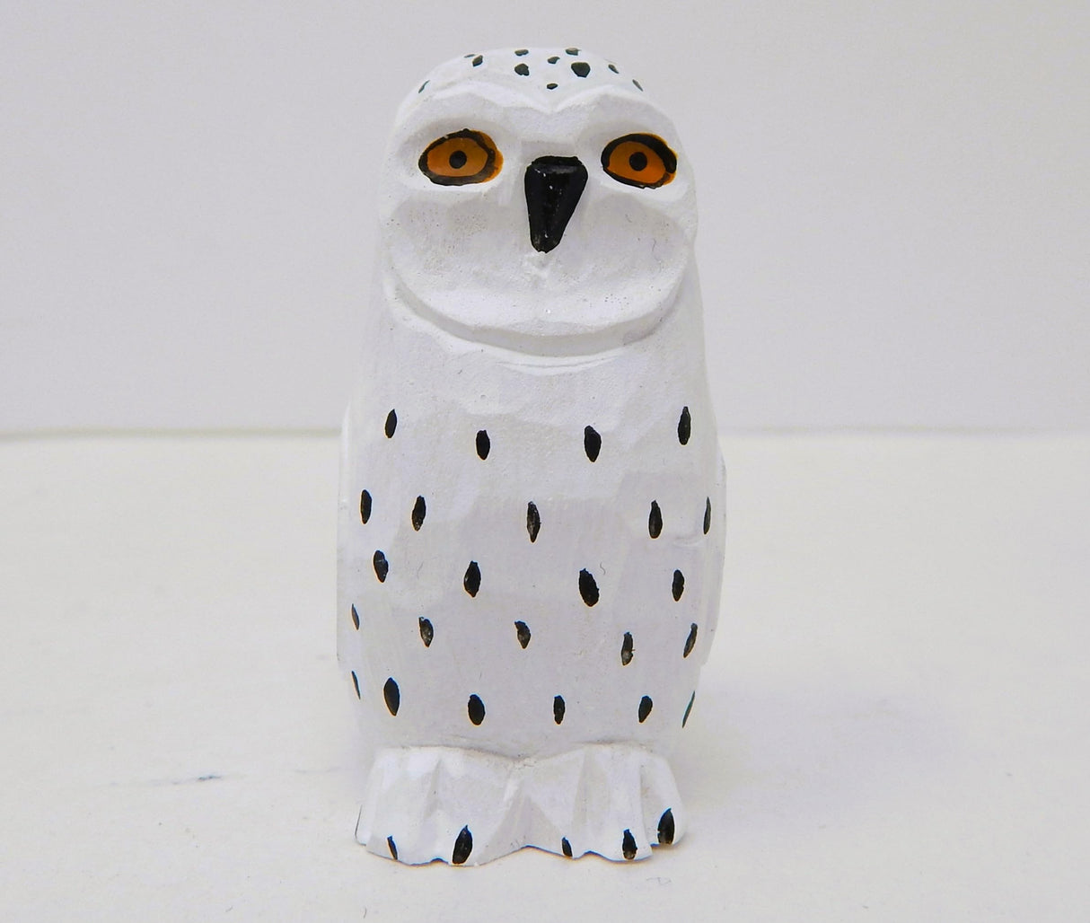 Snowy White Owl Wood Ornament Hanging Animal Figurine Handmade Carved Decoration Selsela