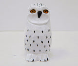 Snowy White Owl Wood Ornament Hanging Animal Figurine Handmade Carved Decoration Selsela