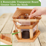 Solution4Patio Hexagon Shaped Gazebo Bird Feeder, USA Cedar, Hollow Mesh Tray, Large Capacity, Easy to Clean & Fill, 9.6" Dia. X 8.7" H, G-B121A00-US Solution4Patio Expert in Garden Creation