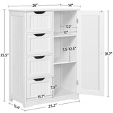Yaheetech Large Bathroom Floor Cabinet with 4 Dawers and Single Door Cabinet, Freestanding Storage Cabinet for Living Room Kitchen Hallway, White Yaheetech