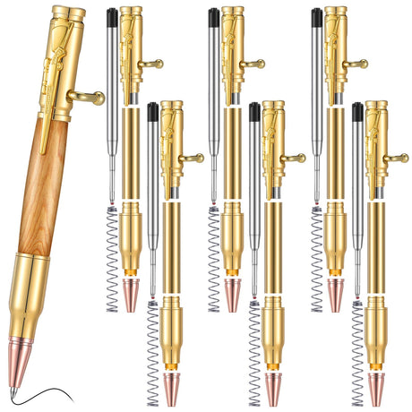 Gisafai 6 Pcs Bolt Action Ballpoint Pen Kit Woodturning Project Assorted Colors Wood Turning Pen Kits with Pen Mandrel Slimline Pen Turning Supplies Gisafai