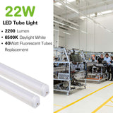 6 Pack LED Shop Light 4FT, T5 Integrated Single Fixture, 22W, 2200lm, 6500K Super Bright White, Linkable Shop Light, Utility Shop Lights, Corded hykolity