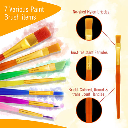 Acrylic Paint Set for Kids - Acrylic Paint Kit Includes 6 Assorted Craft Paint, Painting Canvas, 7 Paintbrushes, Paint Pallet - Arts and Crafts