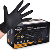 TITANflex Thor Grip Heavy Duty Black Industrial Nitrile Gloves, 8-mil, XL, Box of 100, Latex Free, Raised Diamond Texture, Powder Free, Food Safe, TITANflex
