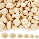 300 Pieces Natural Half Wooden Balls Split Wood Balls Half Craft Ball Unfinished Wood Balls Wood Mini Hemisphere Balls for DIY Projects Kids Arts, 6 Jetec