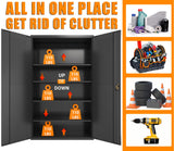 Fohufo Upgraded Wide Metal Storage Cabinet - 72 Inch Black Lockable Garage Cabinet with Wheels & 4 Adjustable Shelves | Heavy-Duty Steel Cabinet for Fohufo