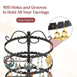 MODOWEY 6 Tier Rotating Earring Holder Organizer, Adjustable Metal Earring Display Stand Rack for Women Girl, 400 Holes and Grooves Earring Tower MODOWEY