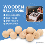 Woodpeckers Unfinished Wood Ball Knobs 1 inch for Kitchen Cabinet Knobs, Drawer Knobs, Dresser Knobs and Crafts, Pack of 25 Woodpeckers