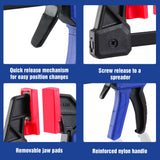 WORKPRO 6" Mini Bar Clamps for Woodworking, One-Handed Clamp/Spreader, Light-Duty Screw-Change F Clamp with 50lbs Load Limit, 2PC WORKPRO