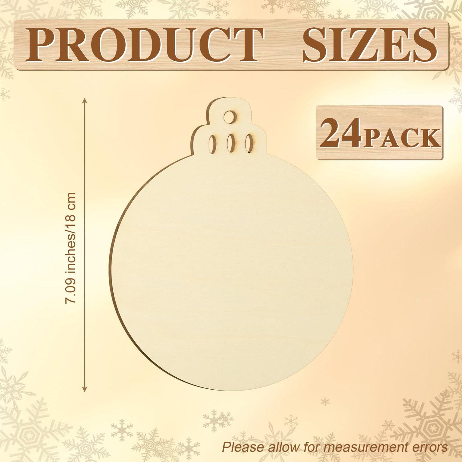 Soaoo 24 Pcs Extra Large 7" Christmas Round Wooden Discs Wooden Christmas Ornaments Hanging Wood Circles DIY Blank Unfinished Wood Slices with Holes Soaoo