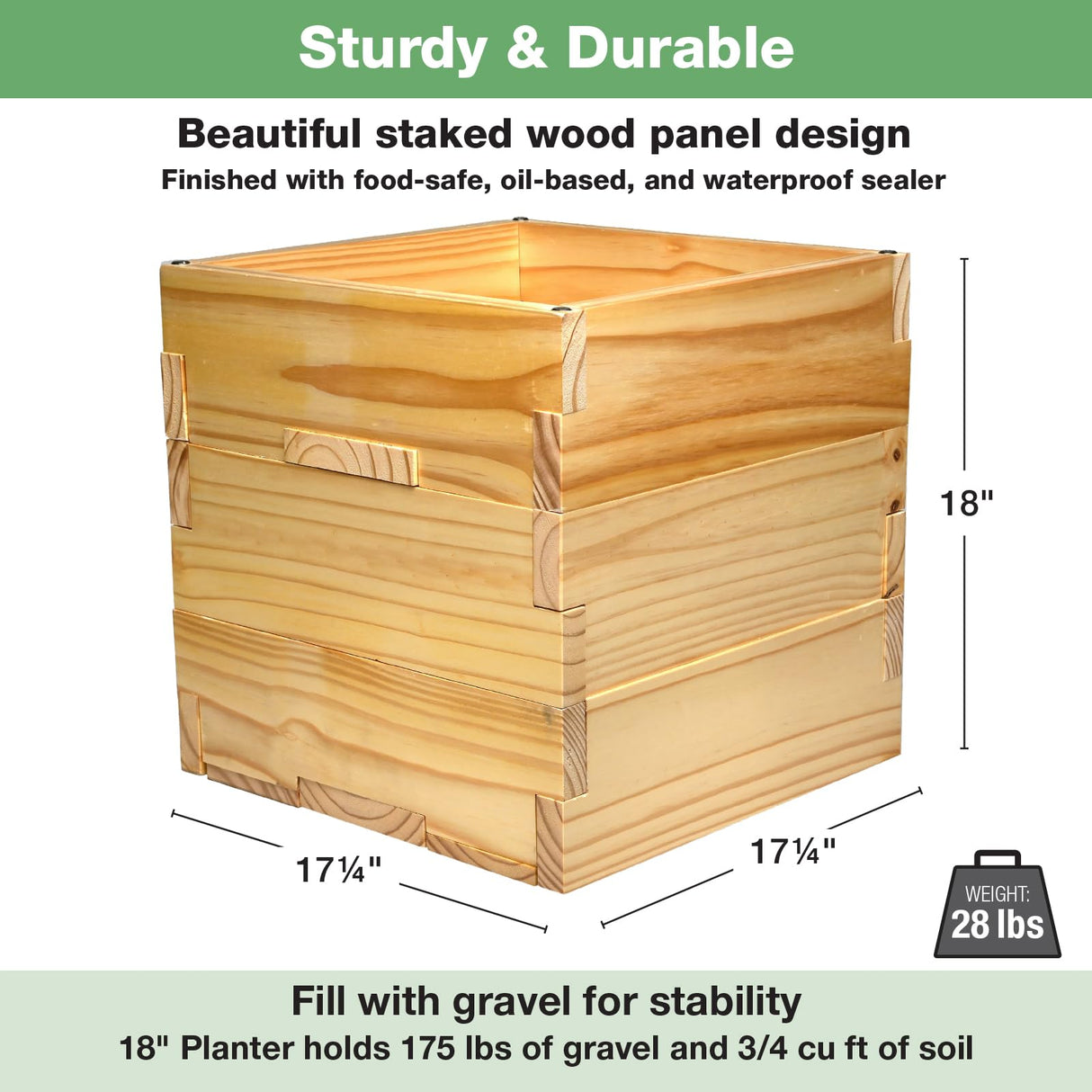 EXCELLO GLOBAL PRODUCTS Extra Large Decorative Wooden Planter, Universal Pole Support for String Light Poles Umbrella Bird Feeders Solid Wood Outdoor EXCELLO GLOBAL PRODUCTS