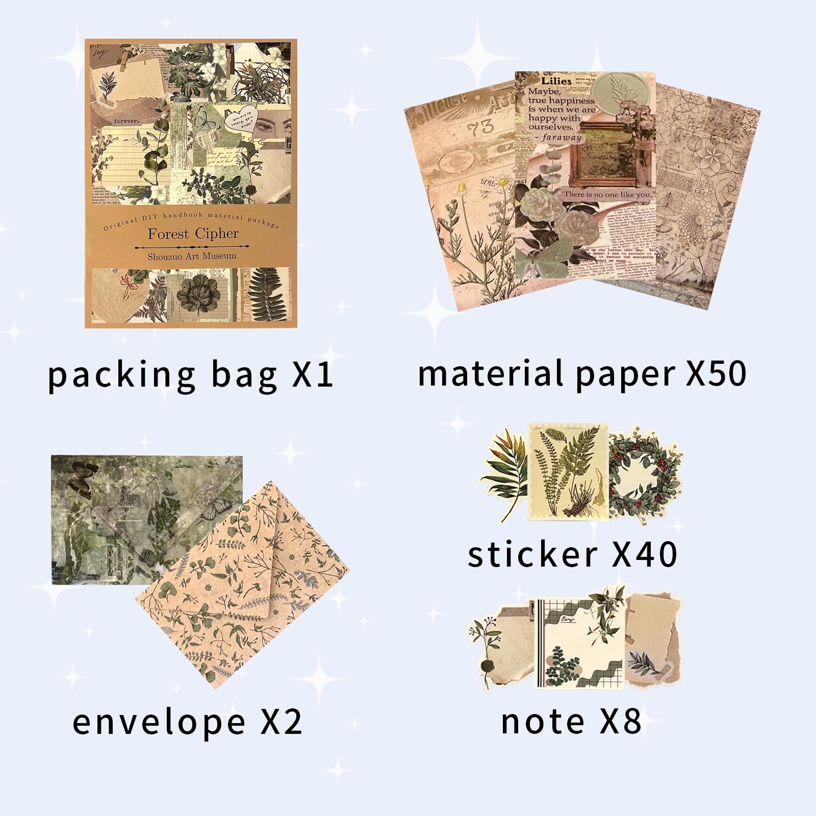 100pcs Scrapbook Craft Paper Kit for Scrapbook Journaling Supplies ,Scrapbook Plant Stickers Aesthetic for Scrapbooking Supplies,Bullet Junk Journal