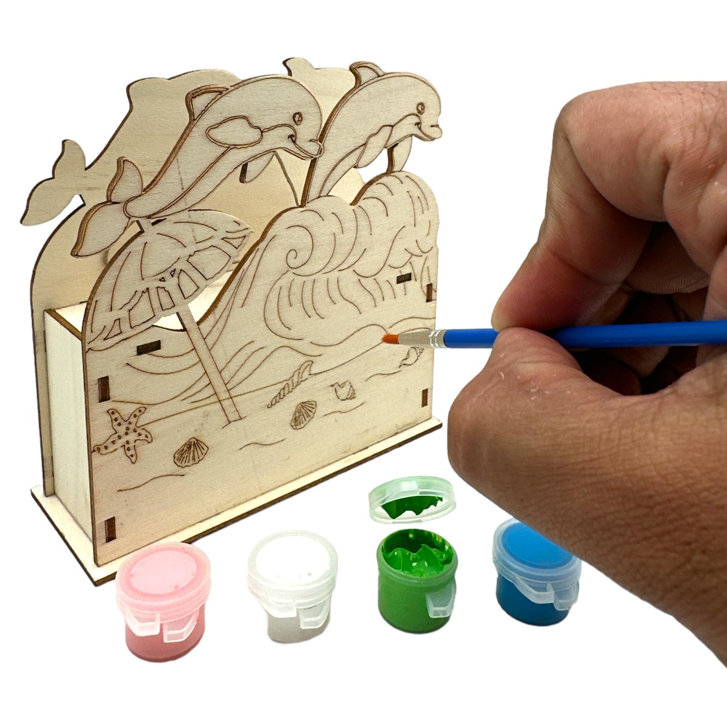 Oojami Wooden Dolphin Beach Crafting Kit: 12 DIY Unfinished Dolphin Beach Decoration Party Favors Supplies Ideal for Kids and Adults of All Ages with Oojami