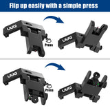 UUQ 45 Degree Offset Fiber Optic Iron Sights,Flip Up Front Rear Sites with Red&Green Dot,BUIS Backup Sight Set for Airsoft Gun, Tool-Free Adjustable UUQ