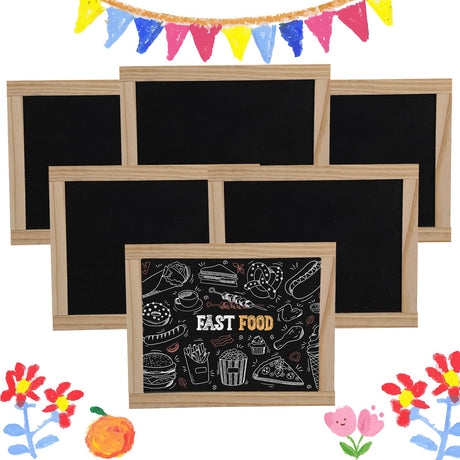 Harloon 6 Pcs Chalk Board Small 8.5 x 10.5 Double Sided Mini Unfinished Wood Frame Tabletop Blackboard Signs Classroom School Supplies for Kid Party Harloon