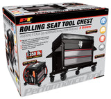 Performance Tool W85024 Drawer Creeper Rolling Work Seat with Tool Box for Mechanic Garages and Workshops, Black, 16x9-inch Seat Performance Tool