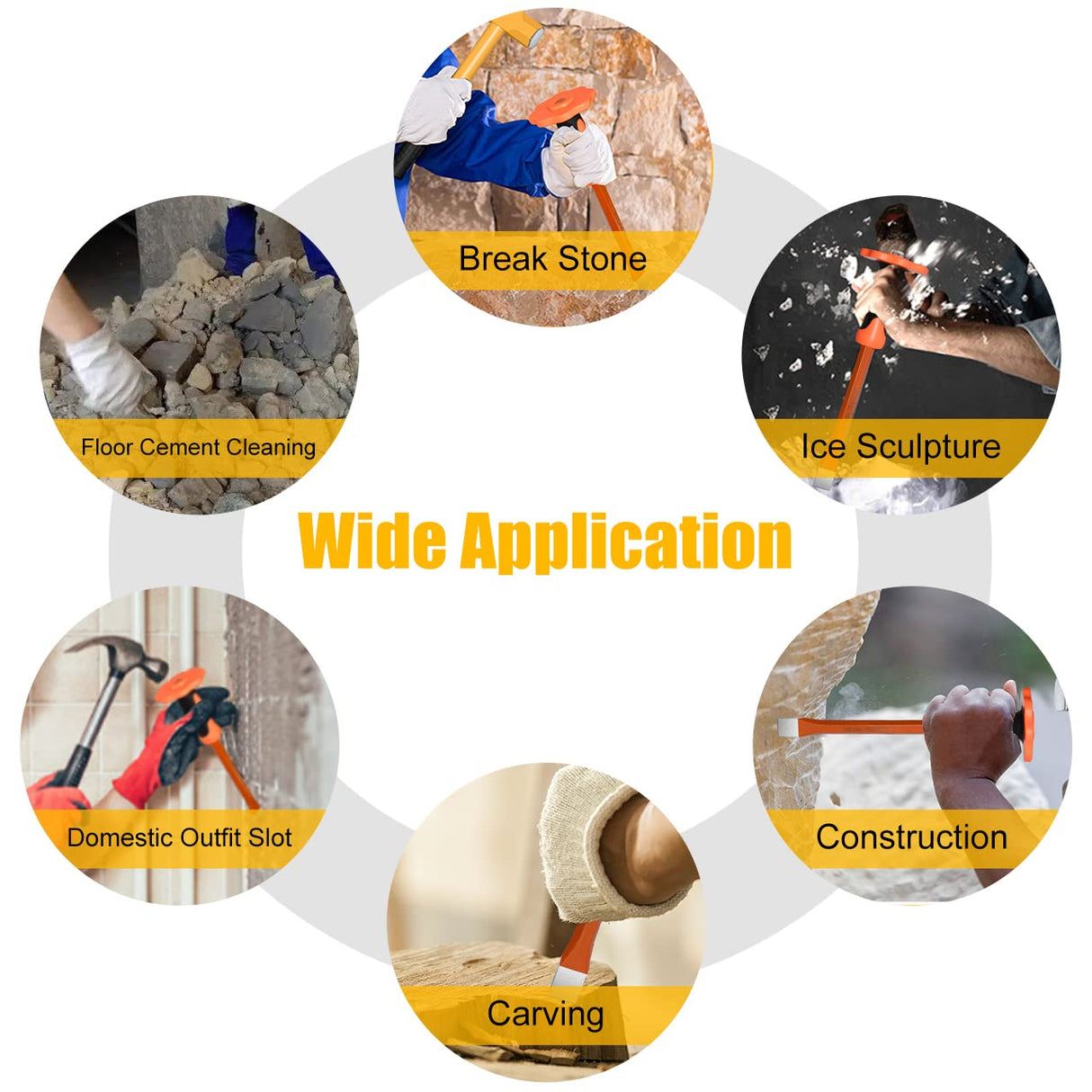 ZUZUAN 12-Inch Heavy Duty Flat Chisel with Hand Protection,Flat Head,Demolishing/Masonry/Carving/Concrete Breaker Chisels with Bi-Material Hand Guard ZUZUAN