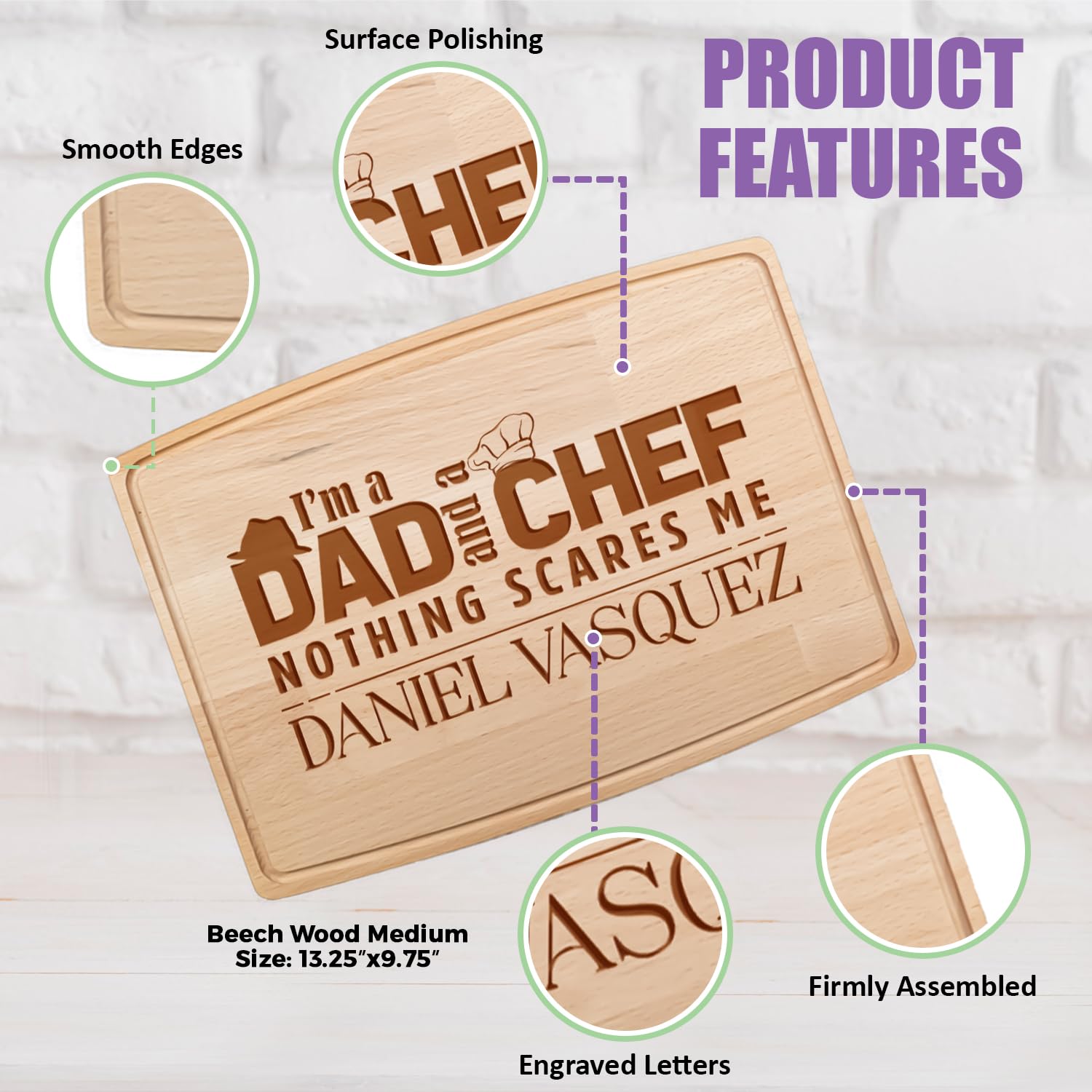 Tayfus Personalized Cutting Boards for Men - Customized Wood Meat Boards for Grill Masters - Unique Custom Gift Ideas for Father's Day, Christmas, Tayfus