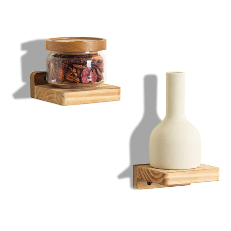 Freezing point Small Floating Shelf for Wall Set of 2 Natural Wood 4Inch Mini Wall Shelves Decor Plant Display Collectibles Mounted Kitchen Bathroom Freezing point