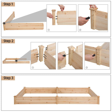 Yaheetech 8×4ft Wooden Horticulture Raised Garden Bed Divisible Elevated Planting Planter Box for Flowers/Vegetables/Herbs in Backyard/Patio Outdoor, Yaheetech