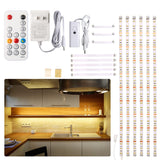 WOBANE Under Cabinet LED Lighting kit, 6 PCS LED Strip Lights with Remote Control Dimmer and Adapter, Dimmable for Kitchen Cabinet,Counter,Shelf,TV WOBANE