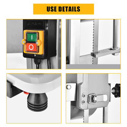 1500w Commercial Electric Meat Bandsaw for Butchering Countertop Bone Sawing Machine 0.4-7Inch Thickness Adjustable Meat Cutting Machine 16x19Inch - WoodArtSupply