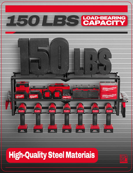 Amoowis Power Tool Organizer, Garage Organization with 7 Drill Holders, Tool Box Organizers and Storage Wall Mount, Metal Shelf Heavy Duty, Utility Amoowis
