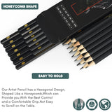 Drawing Pencils Set of 14 (B - 12B) Sketching Pencils for Drawing, Shading & Doodling | Professional Sketch Pencils Graphite Grades for Artists & Luwans