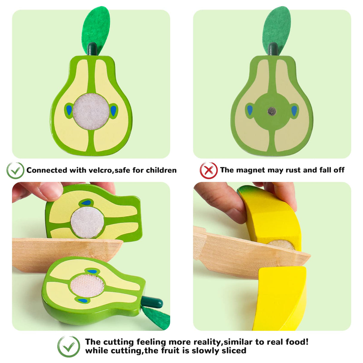 Wooden Play Food Sets for Toddlers Montessori Toys for 2 Year Old Kitchen Accessories Cutting Kids Pretend Play Fake Fruit Vegetable Learning Toddler Fajiabao