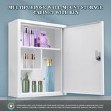 KYODOLED Wall Mount Medicine Cabinet, Large Capacity First Aid Wall Cabinet for Bathroom, Locking Medicine Cabinet with Key, Secure Steel Lock Box KYODOLED